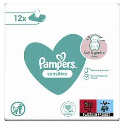 Набір дитячих вологих серветок Pampers Sensitive 624 шт. (12 уп. по 52 шт.) - мініатюра 2