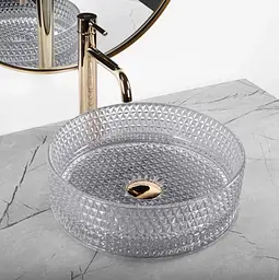 Умивальник Rea Cristal 35 light grey накладний REA-U9615, Прозорий - мініатюра 2