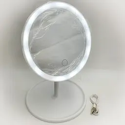 Дзеркало косметичне з Led підсвічуванням та акумулятором для макіяжу кругле 17 см UKC біле
