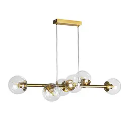 Люстра стельова Levistella 7521010-6 AGD+CL (BRONZE), E27, бронзова, 6 плафонів зі скла, сучасний стиль для дому