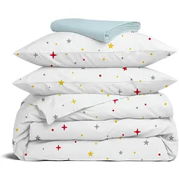 Комплект постільної білизни Cosas Magic stars CS6 Сімейний червоний (MagicStars_El180x30-58LightBlue_160x2)