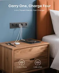 Мережевий зарядний пристрій Anker Charger 70W, 3xUSB-C, 1xUSB-A, Чорний (A121CG11) - мініатюра 9