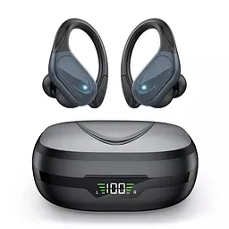 Бездротові спортивні Bluetooth навушники TWS BX17, водонепроникні, з індикатором заряду Чорні