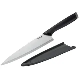 Кухонний ніж Tefal Comfort, 20см, з чохлом, нержавіюча сталь, пластик, чорний (K2213244)