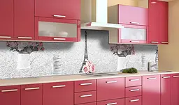 Кухонний фартух Сіра Рябка Троянди вінілова наклейка для кухні Париж Абстракція 60х250 см Happy Pocket Z181370 - мініатюра 2