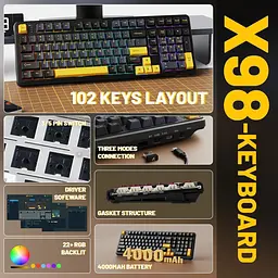Клавіатура Attack Shark X98 RGB Linear Strawberry Switch Starry Black (AS-6972792471976-SB-UA) [166780] - мініатюра 3