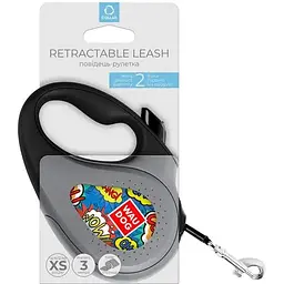 Повідець-рулетка для собак Waudog R-leash Вау, світловідбиваючий, XS, до 12 кг, 3 м, чорний - мініатюра 3