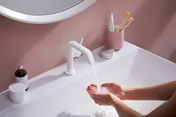 Змішувач для умивальника Hansgrohe Tecturis S CoolStart EcoSmart+ без донного клапана matt white 73321700 - мініатюра 3