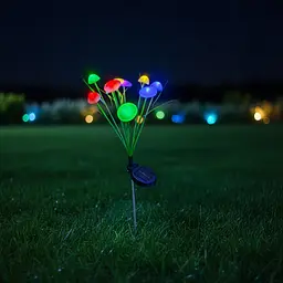 Садовий світильник SunLamp на сонячній батареї — кольорові грибочки LED, 2 шт., датчик присмерку - мініатюра 4