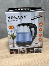 Чайник електричний Sokany SK-1045 2 л електрочайник дисковий з підсвіткою для дому скло 1500 Вт Чорний - мініатюра 5