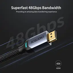Кабель HDMI v2.1 Choetech XHH01BK 8К 60 Гц, HDR10, HLG, 48Gbps, 2m - мініатюра 4