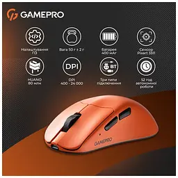 Мишка GamePro Genesis Avenger Wireless/Bluetooth/USB Orange (GM096O) - мініатюра 12