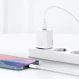 Мережевий зарядний пристрій Baseus Super Si 1Type-C + Cable Type-C to Lightning 20W TZCCSUP-B02 White - мініатюра 3