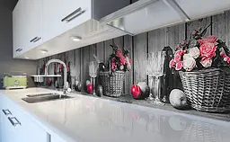 Вініловий кухонний фартух Натюрморт 3Д наклейка для кухні ПВХ кошик дошки Фрукти Сірий Happy Pocket Z181464 - мініатюра 6