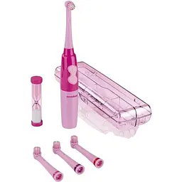 Електрична дитяча зубна щітка Nevadent NKZ 3 A1 Pink + пісочний годинник + насадки + футляр + наклейки