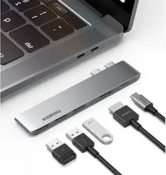 USB-Хаб UGREEN CM251 Dual USB-C To HDMI+3*USB 3.0 A+Type C Female Converter (UGR-60559) - мініатюра 7