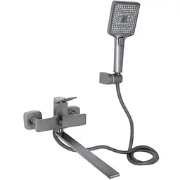 Змішувач для ванни Qtap Presto з душовим гарнітуром Graphite QTPRE2601GRP45583 - мініатюра 2