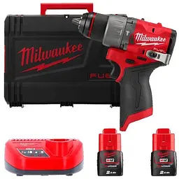 Дриль-шуруповерт акумуляторна безщіткова ударна MILWAUKEE, M12 FPD2-202X, 37Нм (ЗУ.2х2Аг, HDкейс)