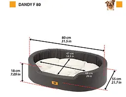 Лежак для собак і котів Ferplast Dandy 80 зі штучним хутром сірий 80x55x18 см 82944097 - мініатюра 2