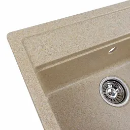 Кухонна мийка Platinum 5751 Nika гранітна глянцева з кріпленням 57x51 см бежева (000031357) - мініатюра 4