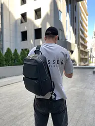 Чоловічий шкіряний рюкзак для ноутбука і подорожей Tiding Bag SB-133863 чорний - мініатюра 7