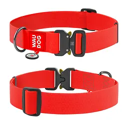 Нашийник для собак водостійкий Waudog Waterproof з QR-паспортом металічна пряжка-фастекс Ш 40 мм Д 46-70 см червоний