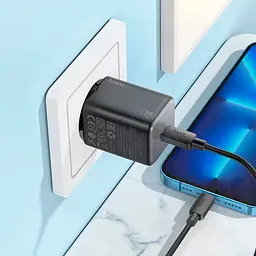 Мережовий зарядний пристрій Hoco N40 Mighty 20W Black (616966) [122579] - мініатюра 4