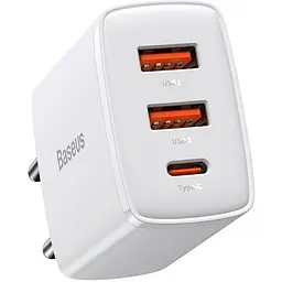Зарядний пристрій Baseus Compact Quick Charger 2USB+USB-C 30W EU White - мініатюра 2