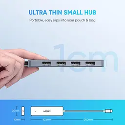 Хаб USB 3.1 Type-C -> 4xUSB 3.0 Grey CM219 Ugreen - мініатюра 7