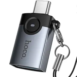 Перехідник Hoco UA46C Type-C Male to USB Female USB3.0 Metal gray - мініатюра 5