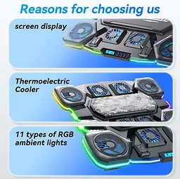 Охолоджувальна підставка для ноутбука 17.3 дюйма Ice Coorel Q-10 8xfans RGB LCD - мініатюра 6