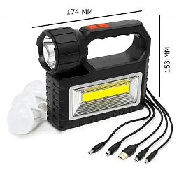 Сонячна зарядна станція OK-718S-A з LED+COB ліхтарем 10 Вт, PowerBank, сонячна панель, 3 виносні лампи, акумуляторна ручна - мініатюра 8