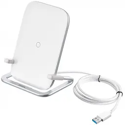 Бездротовий зарядний пристрій Baseus Rib Horizontal and Vertical Holder 15W WXPG-02 White