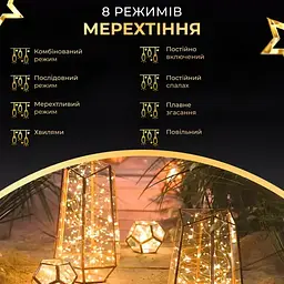 Гірлянда Роса нитка 500 LED довжина 50 м з пультом від мережі зелена, жовтий GarlandoPro 500L50MGY - мініатюра 24