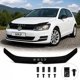 Дефлектор капота мухобойка Volkswagen Golf VII 2013-2019 S-кріплення Vip Tuning (VW69S)