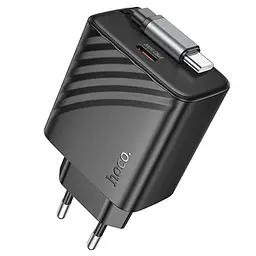 МЗП N57 Full PD20W with retractable cable Type-C (2USB-C) Black Hoco teh0029647