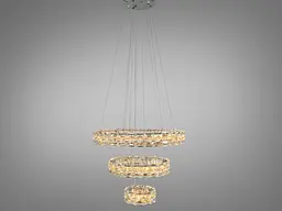 Підвісна LED-люстра Diasha 7896/600+400+200CH з трьома кришталевими кільцями, пультом, 70 W, CH, 59 см, 12-20m2 - мініатюра 4
