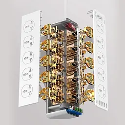 Мережевий зарядний пристрій подовжувач LDNIO SC10610EU 5 USB/ Type-C QC PD 10 розеток 2m сіро-білий - мініатюра 3