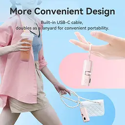 Універсальна мобільна батарея Vention 4800mAh 22,5W PD, USB-C In/Out, LED display, with built-in Lightning cable Чорний - мініатюра 5