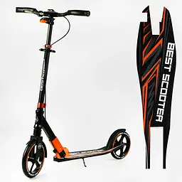 Самокат Best Scooter складаний Від 3 до 16 років Чорно-жовтогарячий 000231303 - мініатюра 2