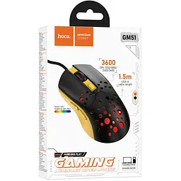 Миша дротова Hoco GM51 Sky Luminous Black/Yellow - мініатюра 5