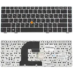 Клавіатура для ноутбука HP (ProBook: 6460b 6465b) rus чорний сріблястий frame з джойстиком