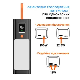 Батарея універсальна Sigma X-power SI20A9QLX 20000mAh, PD/100W, LED, flashlight, cable 100w, black (4827798877814) - мініатюра 8