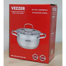 Каструля Vezzer зі скляною кришкою 18 см 2 л (VZ12141R-18C) - мініатюра 7