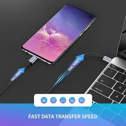 Дата кабель USB-C to USB-C 1.0m US261 3A Alum. Braid Gray\Black Ugreen (50150) - мініатюра 3
