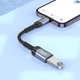 Мульти адаптер хаб Hoco UA24 Lightning to USB 2.0 сірий - мініатюра 2