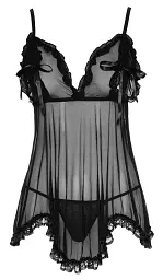 Сорочка Cottelli Lingerie Ruffles, L (чорний) - мініатюра 4
