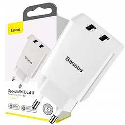 Мережевий зарядний пристрій Baseus Speed ​​Xiaomini Dual U Charger 2USB 10.5W CCFS-R02 White - мініатюра 3