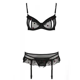 Сексуальний комплект з поясом для панчіх Passion LOVELIA SET XXL/XXXL, black - мініатюра 5