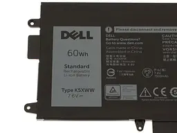 Акумулятор для ноутбука Dell Latitude 7390 K5XWW, 7500 mAh (60Wh), 4cell, 7.6V, Li-ion, чорний - мініатюра 2